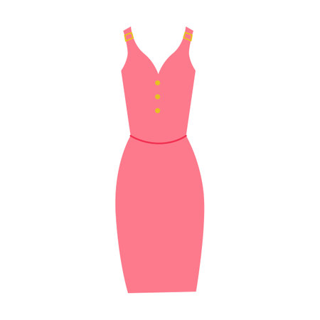 Pink body con dress. Clothes, accessories for man and woman. Vector illustration of garment from wardrobe isolated on whiteのイラスト素材