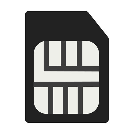 SIM card. Mobile phone accessories cartoon illustration. Cellphones case, charger, battery isolated on white backgroundのイラスト素材