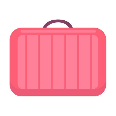 Pink travel bag and suitcase cartoon illustration. Business briefcase, baggage for vacation or holiday isolated on whiteのイラスト素材