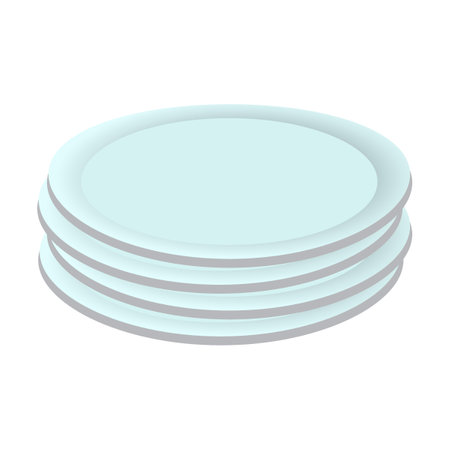 Set of porcelain plates, kitchenware and dishes vector illustration. Cookware, different tools and instruments isolated on white background. Kitchen utensilのイラスト素材