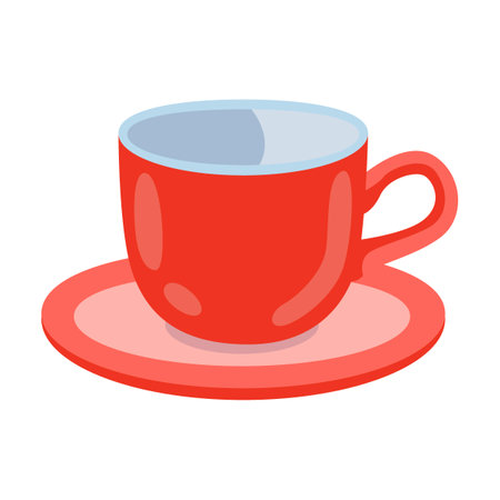 Mug with saucer, kitchenware and dishes vector illustration. Cookware, different tools and instruments isolated on white background. Kitchen utensilのイラスト素材