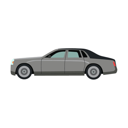 Side view of car flat vector illustration. Auto, hatchback, sedan, pickup, convertible isolated on white backのイラスト素材
