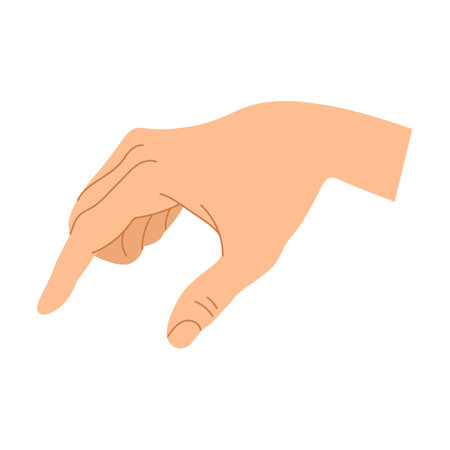 Hand gestures. Vector illustration of human palm gesturing sign. Cartoon peace symbol, thumbs up, ok positions isolated on whiteのイラスト素材