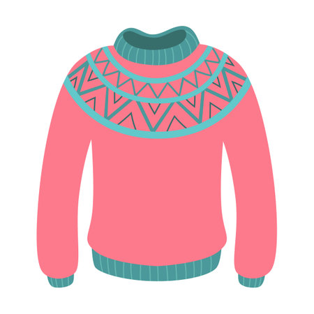 Handmade knitted sweater. Vector illustration of knitting, needlework, craft hobby isolated on white backgroundのイラスト素材