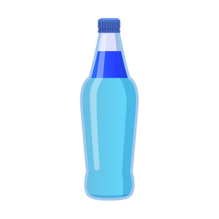 Drinking fortified water. Cartoon vector illustration transparent container and flask full of liquid isolated on whiteのイラスト素材
