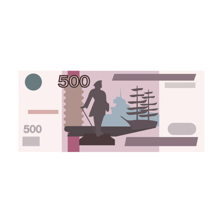 500 banknote with Russian currency vector illustration. Paper money design of Russia cash isolated...