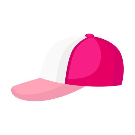 Sports cap side view cartoon illustration. Head wear, hat for athletes and sportsmen isolated on white backgroundのイラスト素材