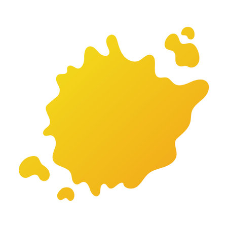 Splash of yellow pain. Vector illustration of abstract ink drops and blots with splatters isolated on white. Drawing hobbyのイラスト素材