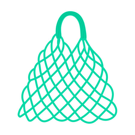 Woven net. Eco bag vector illustration. Drawing of reusable zero waste bag isolated on white background. Environment, ecologyのイラスト素材
