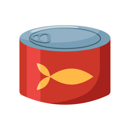 Cat canned food vector illustration. Item for pet store, pet food isolated on white background. Domestic animals conceptのイラスト素材