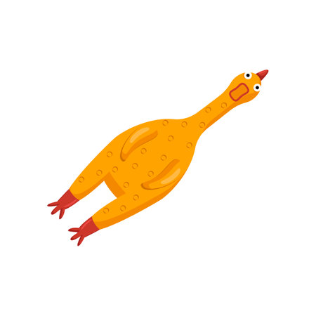 Rubber chicken toy for pets vector illustration. Item for pet store, pet toy isolated on white background. Domestic animals conceptのイラスト素材