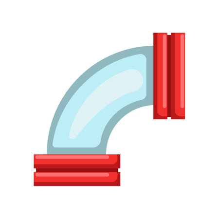 90 degrees elbow pipe vector illustration. Element of mechanical equipment, pipe isolated on white background. Machinery, technology, industry conceptのイラスト素材