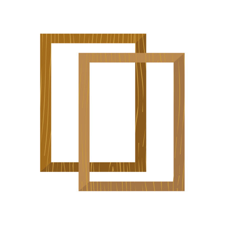 Two wooden frames on white background. Painting tools for painter or craftsman cartoon illustration. Art, craft, equipment conceptのイラスト素材