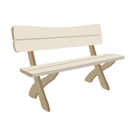 Wooden park bench illustration. Colorful garden or city bench for outdoor relaxation or public space isolated on whiteのイラスト素材