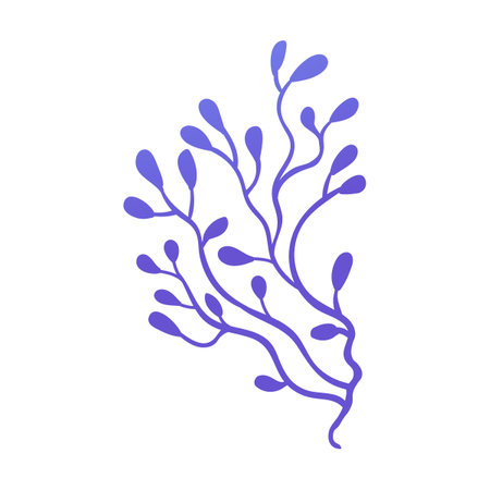 Underwater algae cartoon, flat vector illustration. Beautiful mythical creature with underwater animals isolated on whiteのイラスト素材