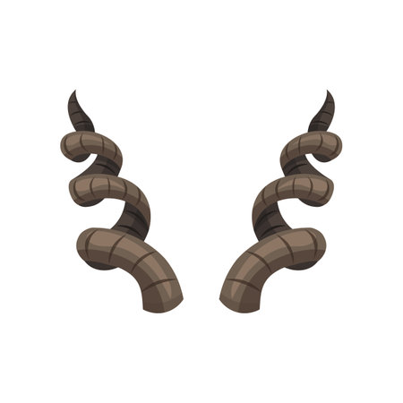 Horns of markhor vector illustrations set. Cartoon drawing of shape of horns of wild animal isolated on white background. Wildlife, hunting, decoration conceptのイラスト素材