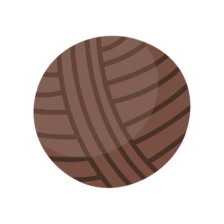 Brown yarn ball cartoon illustration. Cartoon drawing of wool, knitting accessory isolated on white background. Needlework, handicraft, hobby conceptのイラスト素材