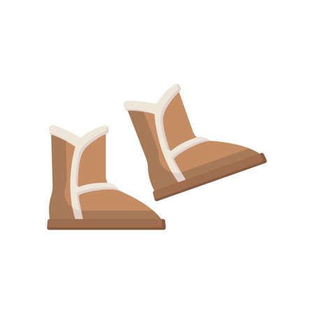 Cute cartoon female ugg boots. Warm woolen clothes vector illustration. Winter fashion conceptのイラスト素材