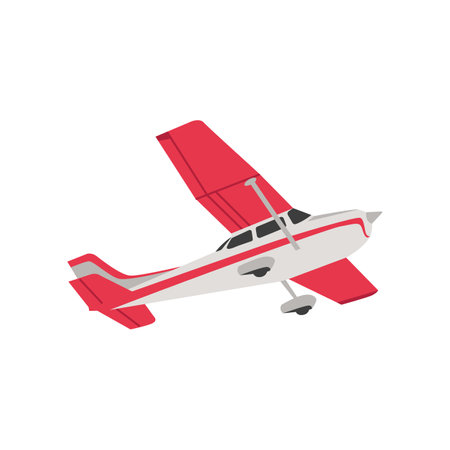 Bottom view of plane vector illustration. Flying propeller airplane, bottom view of aircraft isolated on white background. Tourism, aviation industry conceptのイラスト素材