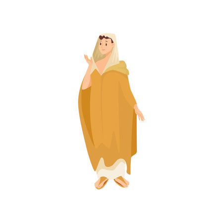 Man in traditional Roman clothes vector illustration. Adult male character in toga or tunic isolated on white background. History, Ancient Rome or Greece conceptのイラスト素材
