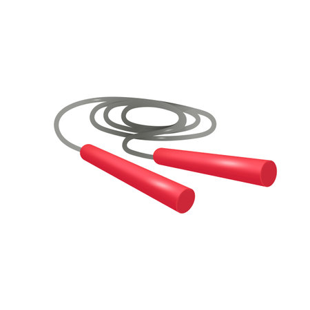 Skipping or jump rope for children or adults 3D illustration. Drawing of equipment for workout in gym or outside in 3D style on white background. Sports, healthy lifestyle, childhood, leisure conceptのイラスト素材