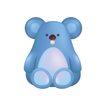 Adorable blue koala character as kids toy 3D illustration. Cartoon drawing of cute wild animal as mascot or gift in 3D style on white background. Wildlife, childhood, animals conceptのイラスト素材