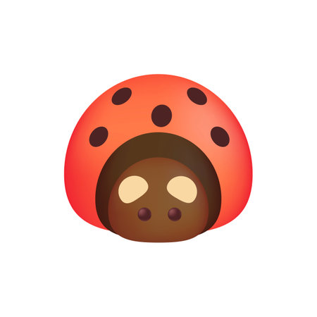 Cute ladybug character as kids toy 3D illustration. Cartoon drawing of adorable bug or insect as mascot or gift in 3D style on white background. Wildlife, childhood conceptのイラスト素材