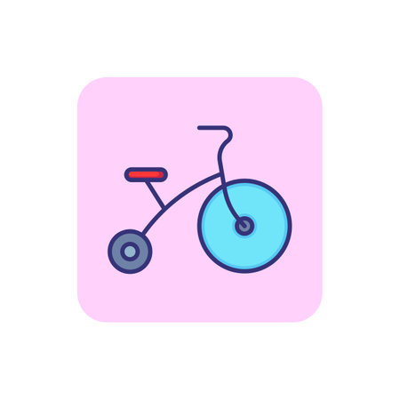Baby bicycle line icon. Toy concept. Childhood, toy, playing. Vector illustration for topics like childhood, nursery, baby toysのイラスト素材