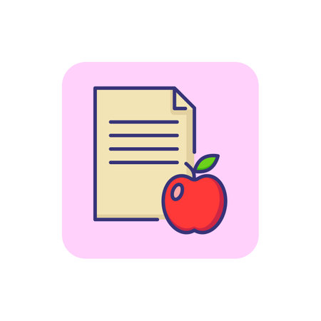 Diet plan line icon. Apple, paper, wellness. Weight control concept. Vector illustration can be used for topics like planner, healthy menu, weight lossのイラスト素材