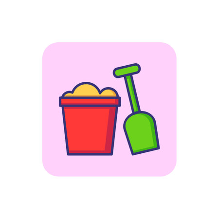 Sandbox toys line icon. Toy concept. Childhood, toy, playing. Vector illustration for topics like childhood, nursery, baby toysのイラスト素材