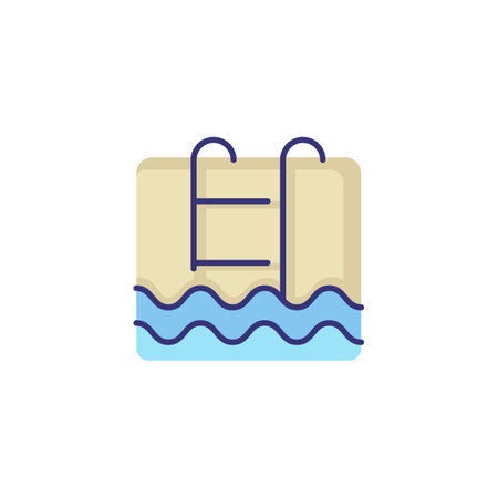 Ladder in swimming pool line icon. Leisure, recreation, water, wave. Vacation concept. Vector illustration can be used for topics like public place, tourists resort, spaのイラスト素材