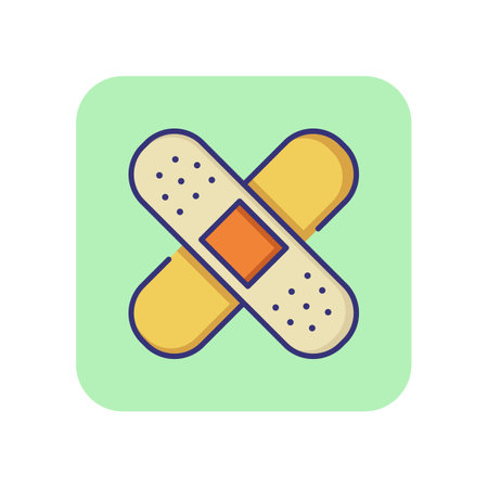 Adhesive plaster line icon. Injury, traumatology, first aid. Medicine concept. Vector illustration can be used for topics like healthcare, pharmacy, medical careのイラスト素材