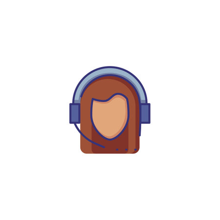 Support line icon. Call center operator in headset. Customer support concept. Can be used for topics like online help, service, hot lineのイラスト素材