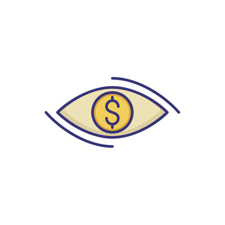 Financial vision line icon. Dollar sign in eye. Finance management concept. Can be used for topics like business, investment, analytics, planningのイラスト素材