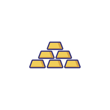 Gold line icon. Bars, pyramid, wealth. Saving concept. Can be used for topics like income, revenue, investment, currencyのイラスト素材