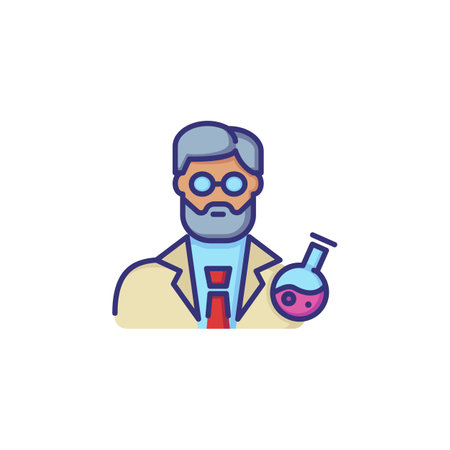 Scientist line icon. Chemist, pharmacologist, baker. Occupation concept. Can be used for topics like lab test, research, scienceのイラスト素材