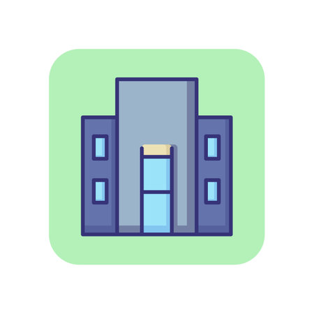 Hospital building line icon. Clinic, medical center, doctor office. Medicine concept. Vector illustration can be used for topics like healthcare, service, cityのイラスト素材