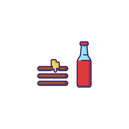 Pancakes with maple syrup line icon. Sweet food, dessert, lunch. Restaurant concept. Vector illustration can be used for topics like food, menu, gastronomyのイラスト素材