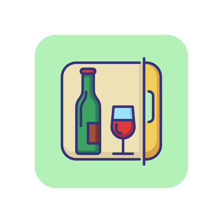 Minibar line icon. Romance, open, refrigerator. Wine concept. Vector illustration can be used for topics like hotel, refreshing, room serviceのイラスト素材