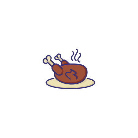 Roast chicken line icon. Meat dish, menu, turkey. Restaurant concept. Vector illustration can be used for topics like food, cooking, holidayのイラスト素材