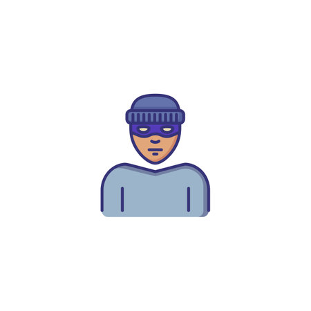 Robber line icon. Masked burglar in scull cap. Justice concept. Can be used for topics like law enforcement, crime, robberyのイラスト素材