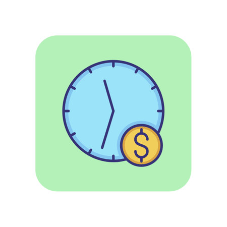 Time is money line icon. Clock and dollar coin. Time management concept. Can be used for topics like business, banking, schedule, deadlineのイラスト素材