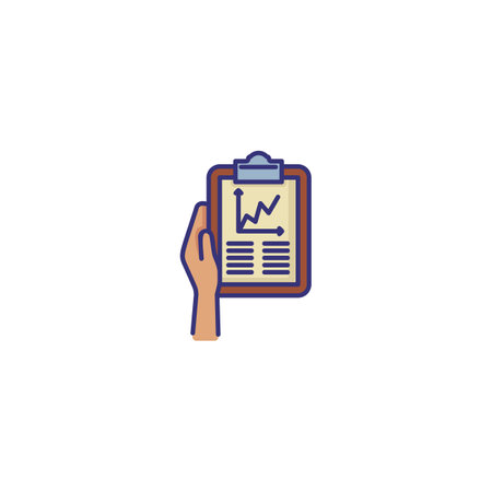 Report line icon. Hand, clipboard, chart, analytics. Marketing analysis concept. Can be used for topics like statistics, marketing, finance, businessのイラスト素材