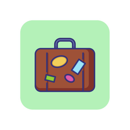 Suitcase line icon. Bag, luggage, departure. Journey concept. Vector illustration can be used for topics like summer, vacation, adventureのイラスト素材