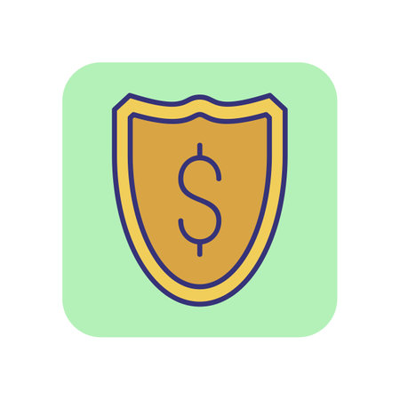 Money security line icon. Shield with dollar symbol. Finance protection concept. Can be used for topics like saving, deposit, banking, assuranceのイラスト素材