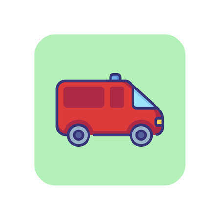 Ambulance car line icon. Emergency, accident, medical service. Medicine concept. Vector illustration can be used for topics like healthcare, transportation, safetyのイラスト素材