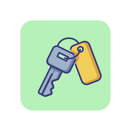 Room key line icon. Lock, access, apartment, trinket. Hotel concept. Vector illustration can be used for topics like security, mortgage, travellingのイラスト素材