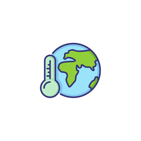 Global warming line icon. Globe, planet, world, thermometer. Ecology concept. Can be used for topics like environment, nature, climate, changeのイラスト素材