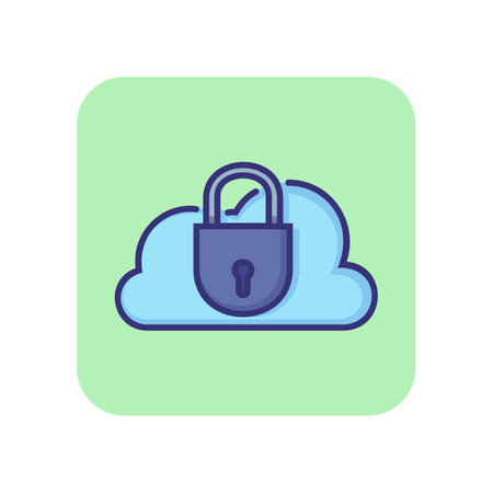 Cloud data protection line icon. Cloud with lock. Data safety concept. Can be used for topics like business, information technology, securityのイラスト素材
