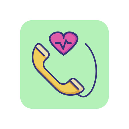 Ambulance call line icon. Call button, assistance, medical service. Medicine concept. Vector illustration can be used for topics like healthcare, communication, clinicのイラスト素材